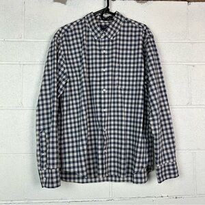 J. Crew Factory Flex washed Blue and cream Checkered Men's button up Shirt XL